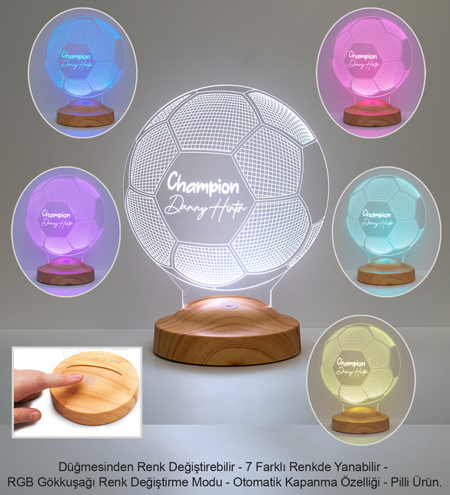 Taraftara Özel Futbol Topu LED Lamba – Takım Logolu Kişiye Özel Hediye
