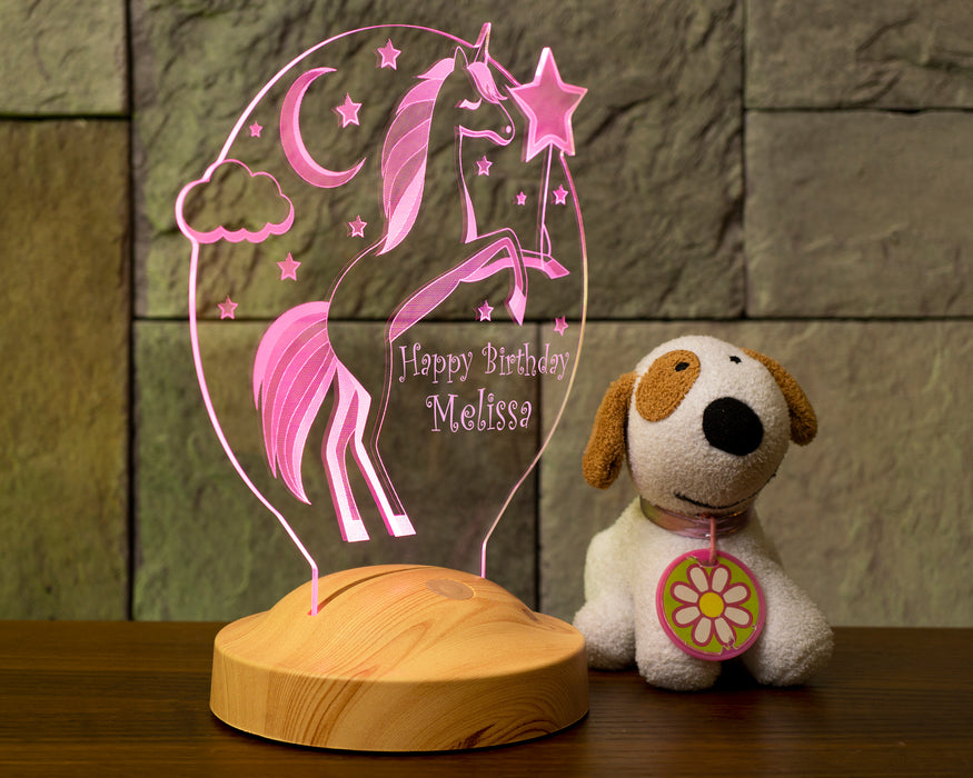 Unicorn İsimli Gece Lambası, Tek Boynuzlu At İsimli Kız Çocuk Odası Hediyesi Led Lamba, Unicorn Doğum Günü Parti Hediyesi