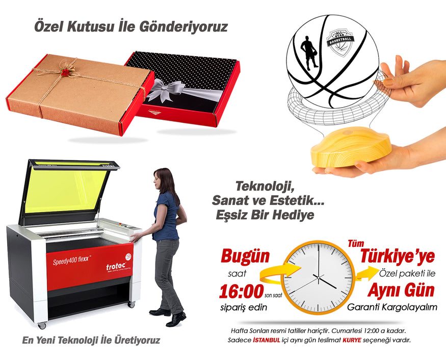 Kişiye Özel 3 Boyutlu Basketbol Led Lamba