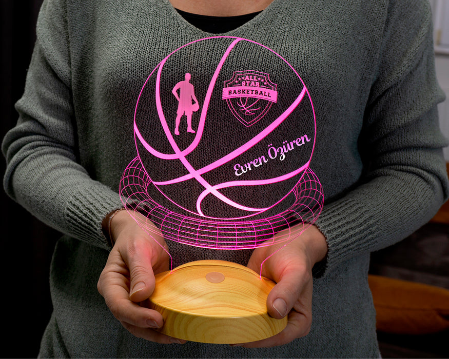 Kişiye Özel 3 Boyutlu Basketbol Led Lamba