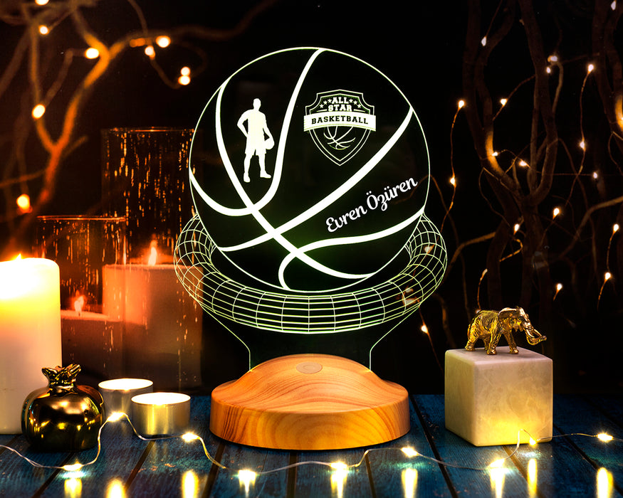 Kişiye Özel 3 Boyutlu Basketbol Led Lamba