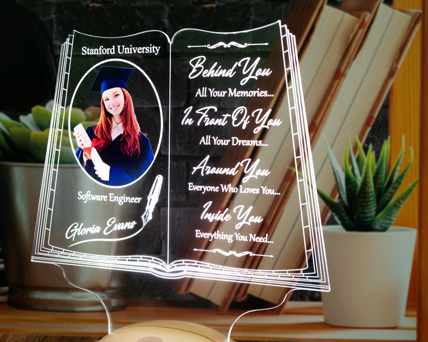 Fotoğraflı Mezuniyet Hediyesi LED Kitap Lamba / Personalized Graduation Book Lamp with Photo