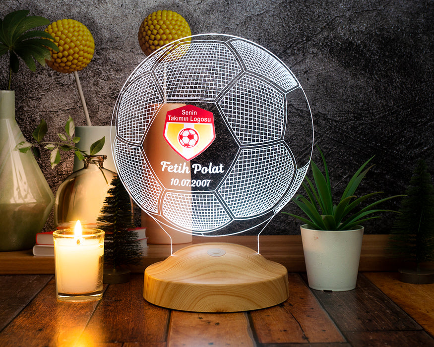 Taraftara Özel Futbol Topu LED Lamba – Takım Logolu Kişiye Özel Hediye