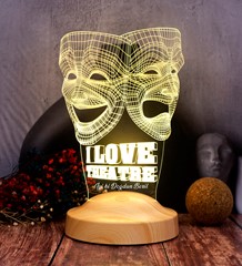 Kişiye Özel 3 Boyutlu Tiyatrocu Hediyesi  Maske Led Lamba