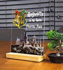 Kişiye Özel Pleksi Şeffaf Çerçeve Fotoğraflı Harry Potter Hogwarts Hediyesi Hediye Paketli