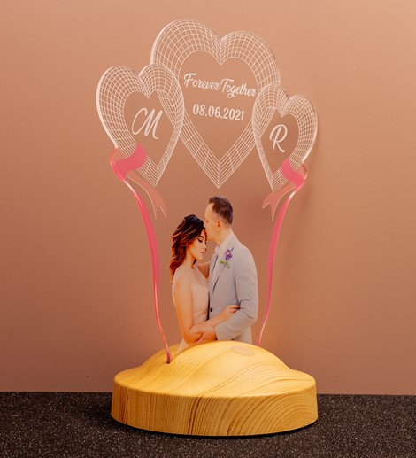 Sevgililere Özel Renkli Baskı Resimli Yıl dönümü hediyesi Gece Lambası, 3D Led Lamba, Eşe Hediye, Sevgiliye Hediye