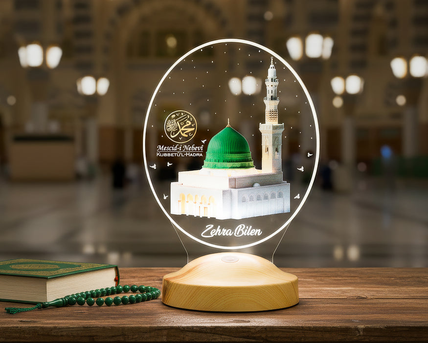 Kutlu Doğum Haftası, Umre ve Hac Hediyesi Mescid-i Nebevî Yeşil Kubbe LED Lamba – Kubbetül Hadra ve Hz. Muhammed’in Kabri Temalı Manevi Hediye