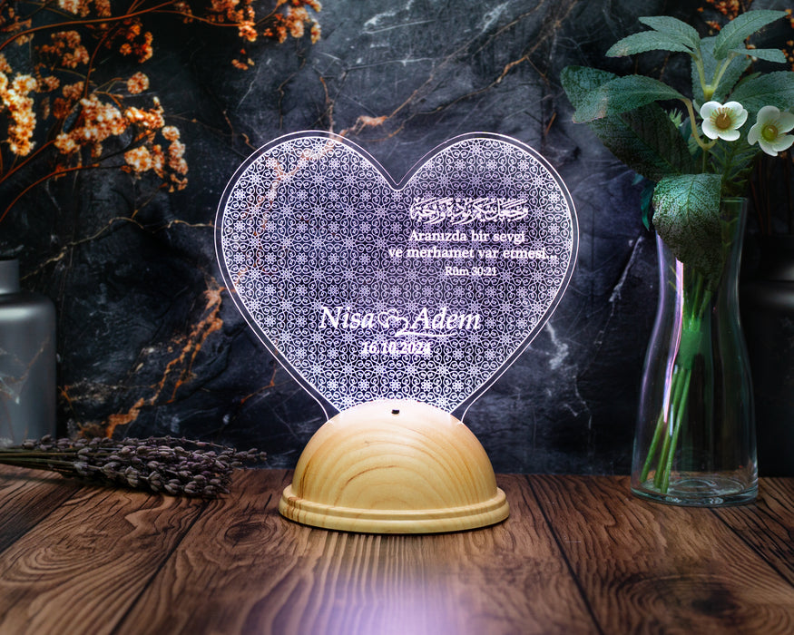 Sevgiliye Ayetli LED Lamba – Dini ve Manevi İslami Hediye, Tesettürlü Kadına Hediye