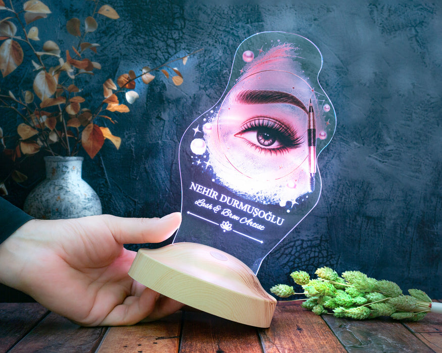 Kaş Kirpik Uzmanına Hediye Led Lamba, Lash & Brow Artist İsimli Hediye, Microblading Uzmanı Hediyesi, Güzellik Salonu Yeni İş Hediyesi