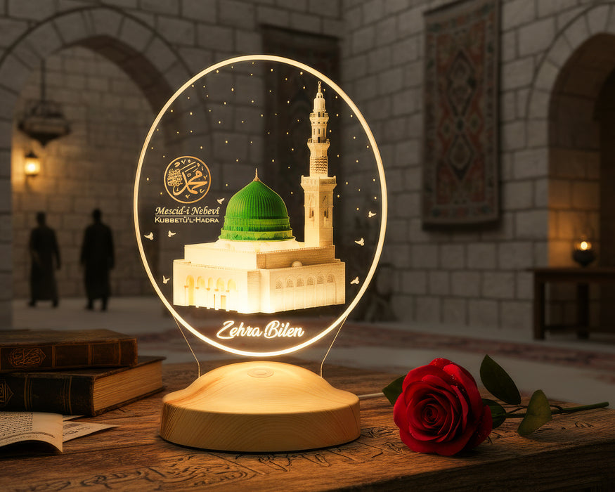 Kutlu Doğum Haftası, Umre ve Hac Hediyesi Mescid-i Nebevî Yeşil Kubbe LED Lamba – Kubbetül Hadra ve Hz. Muhammed’in Kabri Temalı Manevi Hediye