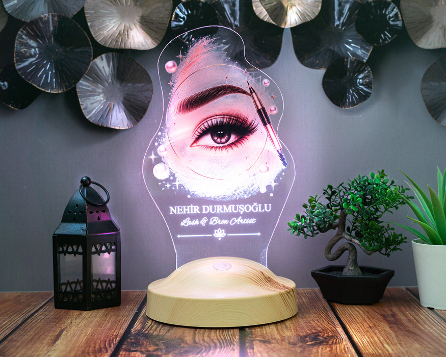 Kaş Kirpik Uzmanına Hediye Led Lamba, Lash & Brow Artist İsimli Hediye, Microblading Uzmanı Hediyesi, Güzellik Salonu Yeni İş Hediyesi