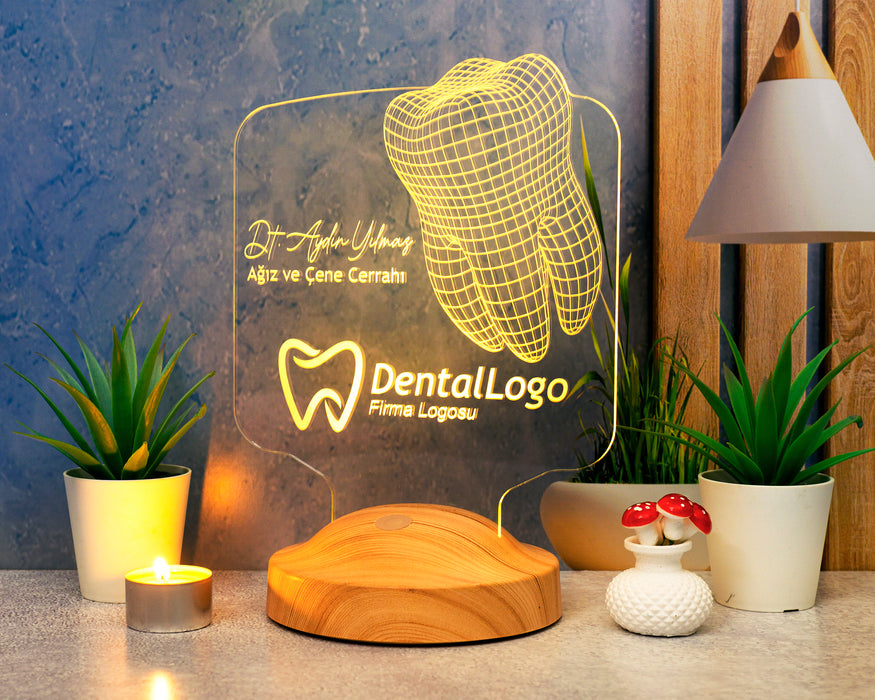 Diş Doktoru Hediyesi Diş Kliniği Logo eklenebilen, Dentist, Diş Hekimi Kişiye Özel 3 Boyutlu Led Lamba