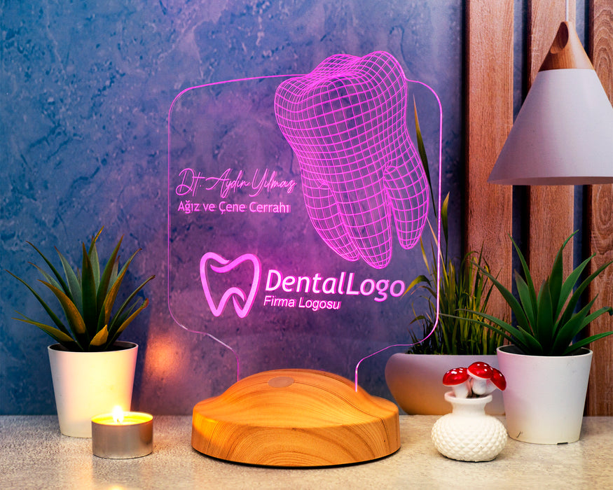 Diş Doktoru Hediyesi Diş Kliniği Logo eklenebilen, Dentist, Diş Hekimi Kişiye Özel 3 Boyutlu Led Lamba