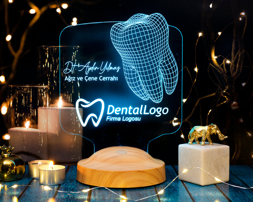 Diş Doktoru Hediyesi Diş Kliniği Logo eklenebilen, Dentist, Diş Hekimi Kişiye Özel 3 Boyutlu Led Lamba