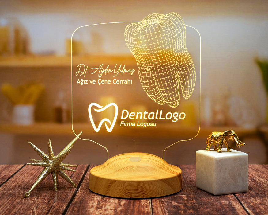 Diş Doktoru Hediyesi Diş Kliniği Logo eklenebilen, Dentist, Diş Hekimi Kişiye Özel 3 Boyutlu Led Lamba