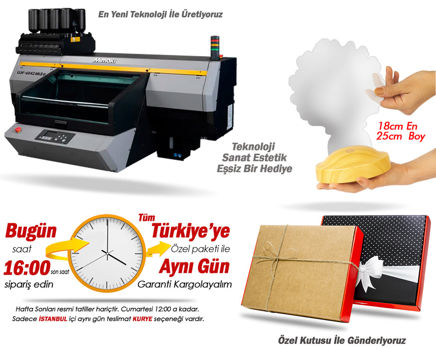 Mor Zambak ve Lavanta Işıklı Çiçek Buketi LED Lamba - Kişiye Özel İsimli Sevgiliye, Kadına Solmayan Çiçek Hediye