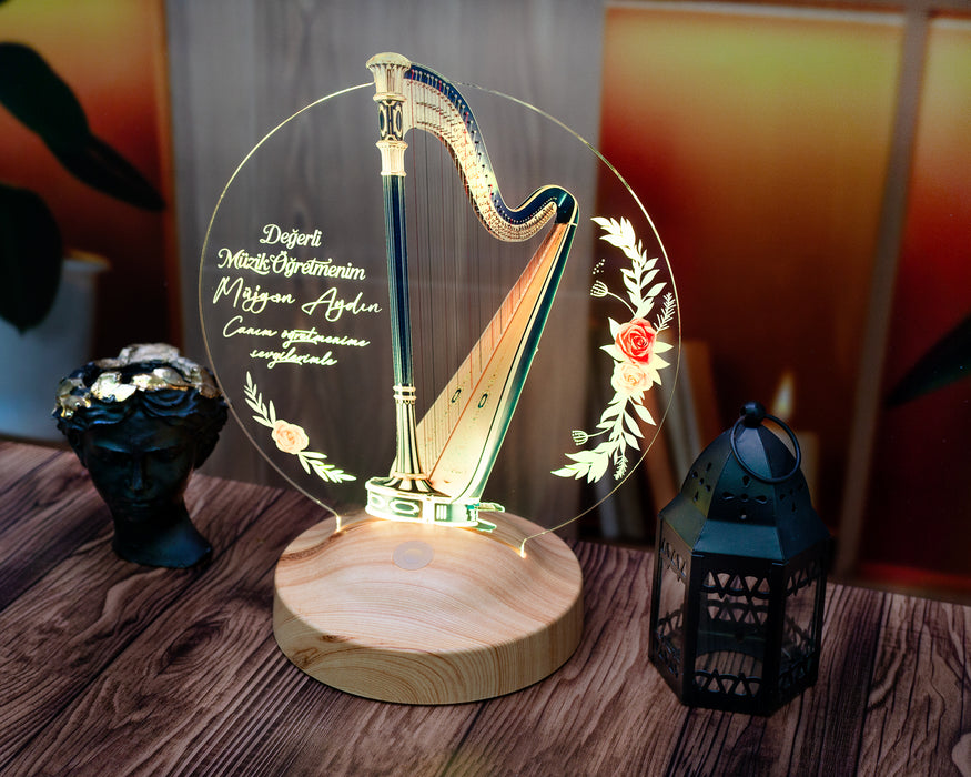Arp Temalı Kişiye Özel LED Lamba – Müzisyenlere ve Müzik Öğretmenlerine Anlamlı Hediye