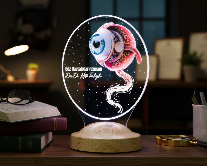 Göz Doktoruna Hediye – Kişiye Özel Göz Hastalıkları Uzmanı LED Lamba -Oftalmoloji Tasarımlı Hediye