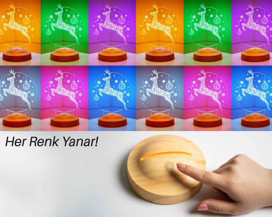 Yeni Yıl Hediyesi Kişiye Özel Yılbaşı Hediyesi Sıçrayan Geyik Led Lamba