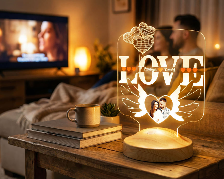 LOVE Temalı Kişiye Özel Fotoğraflı LED Lamba – Sevgiliye ve Eşe Anlamlı Hediye