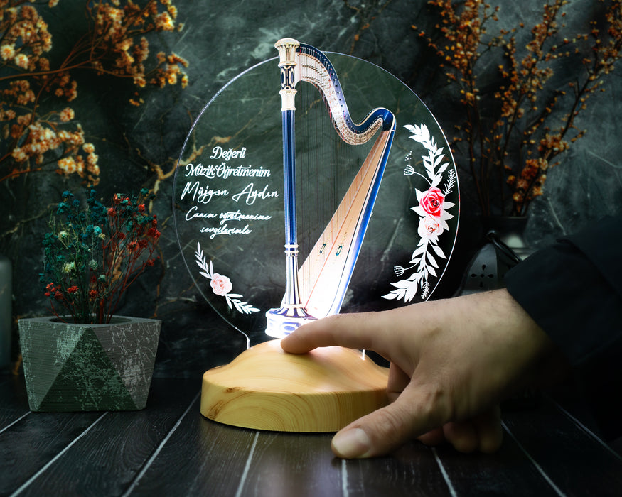 Arp Temalı Kişiye Özel LED Lamba – Müzisyenlere ve Müzik Öğretmenlerine Anlamlı Hediye