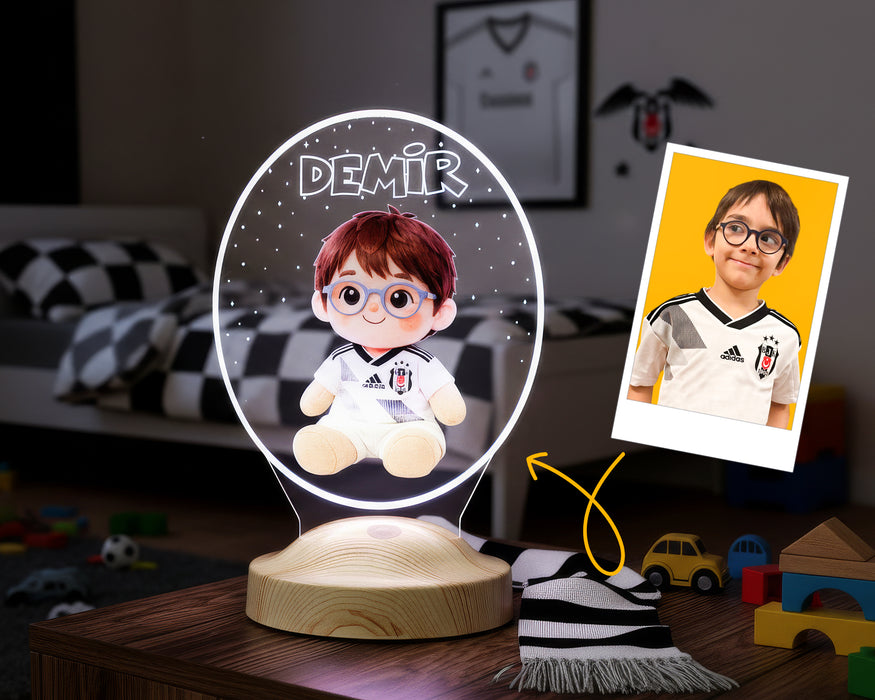Çocuk Fotoğrafından Peluş Lambaya Dönüşen Kişiye Özel LED Lamba – Yapay Zeka Destekli Renkli Çocuk Hediyesi
