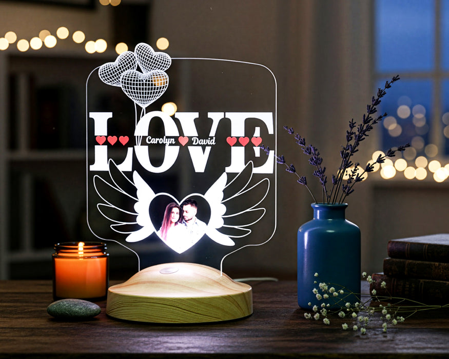 LOVE Temalı Kişiye Özel Fotoğraflı LED Lamba – Sevgiliye ve Eşe Anlamlı Hediye