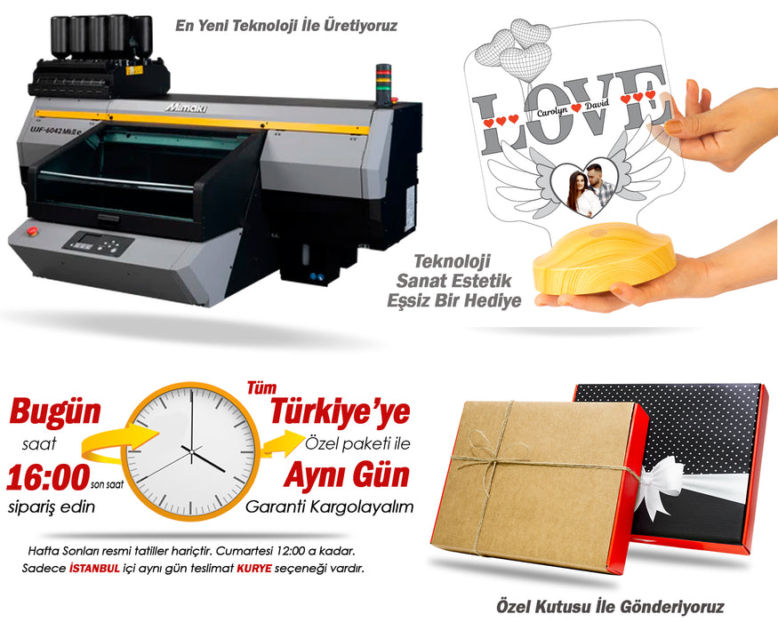 LOVE Temalı Kişiye Özel Fotoğraflı LED Lamba – Sevgiliye ve Eşe Anlamlı Hediye