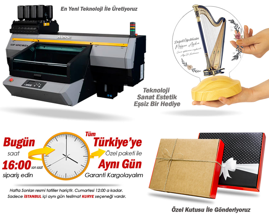 Arp Temalı Kişiye Özel LED Lamba – Müzisyenlere ve Müzik Öğretmenlerine Anlamlı Hediye
