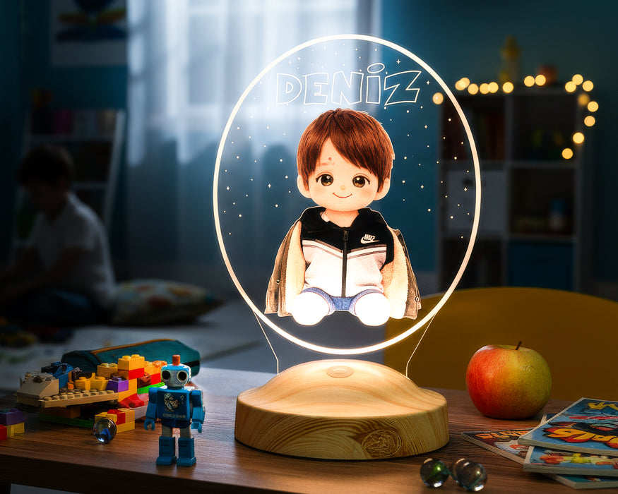 Çocuk Fotoğrafından Peluş Lambaya Dönüşen Kişiye Özel LED Lamba – Yapay Zeka Destekli Renkli Çocuk Hediyesi