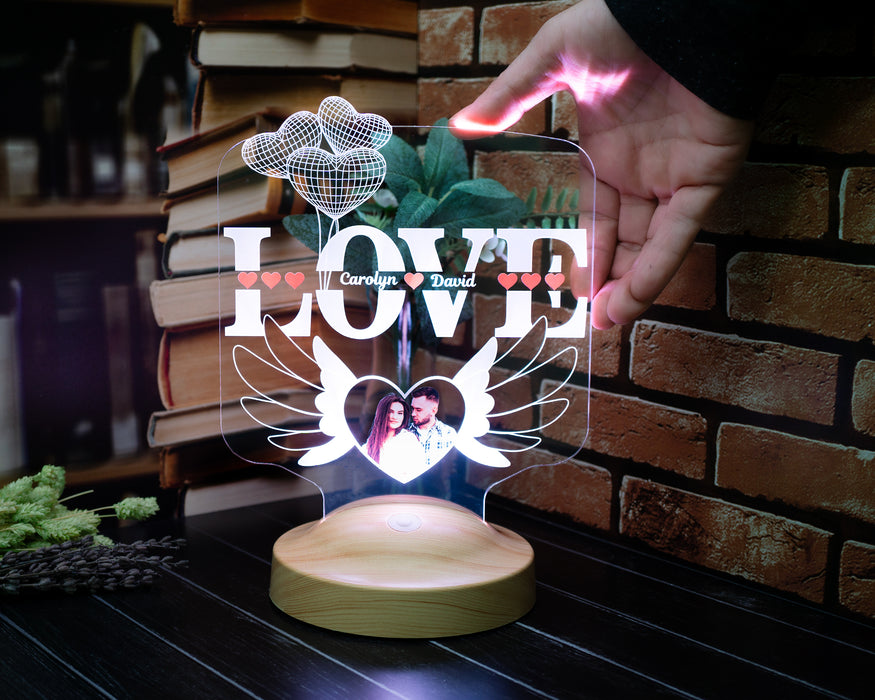 LOVE Temalı Kişiye Özel Fotoğraflı LED Lamba – Sevgiliye ve Eşe Anlamlı Hediye