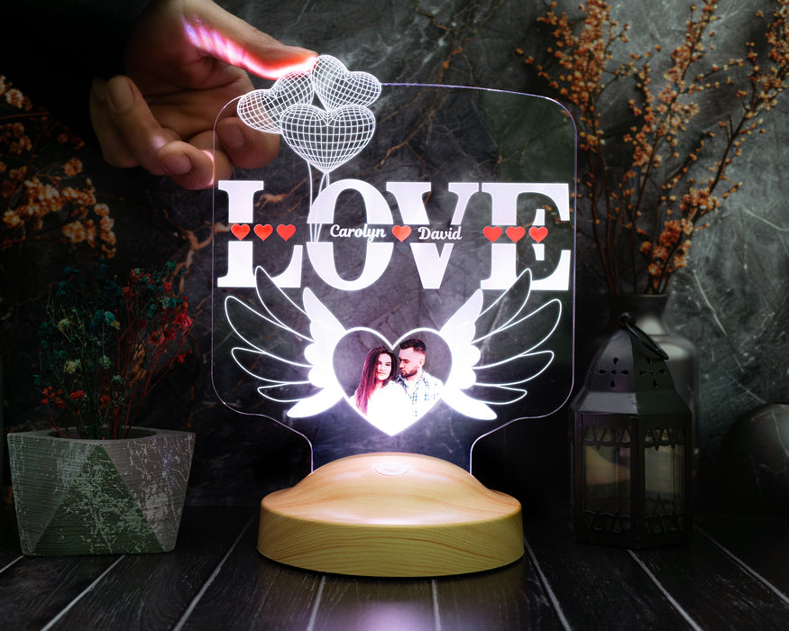 LOVE Temalı Kişiye Özel Fotoğraflı LED Lamba – Sevgiliye ve Eşe Anlamlı Hediye