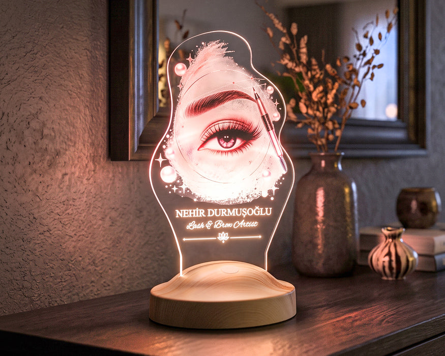 Kaş Kirpik Uzmanına Hediye Led Lamba, Lash & Brow Artist İsimli Hediye, Microblading Uzmanı Hediyesi, Güzellik Salonu Yeni İş Hediyesi