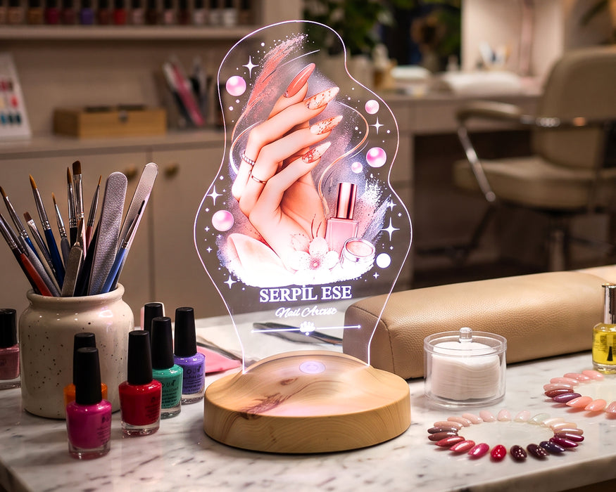 Nail Artist Kişiye Özel İsimli LED Lamba, Manikürist ve Protez Tırnak Hediyesi Salon Açılış Hediyesi