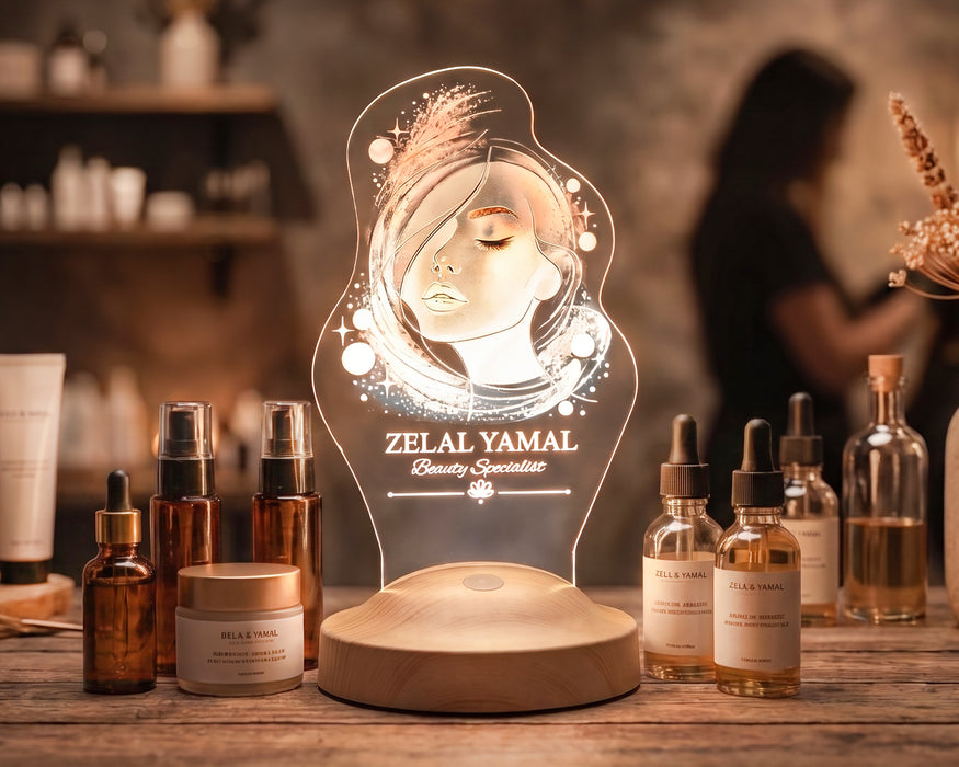 Güzellik Uzmanı İsimli LED Lamba, Güzellik Uzmanına ve Estetisyene Hediye, Beauty Specialist Güzellik Merkezi Açılış Hediyesi