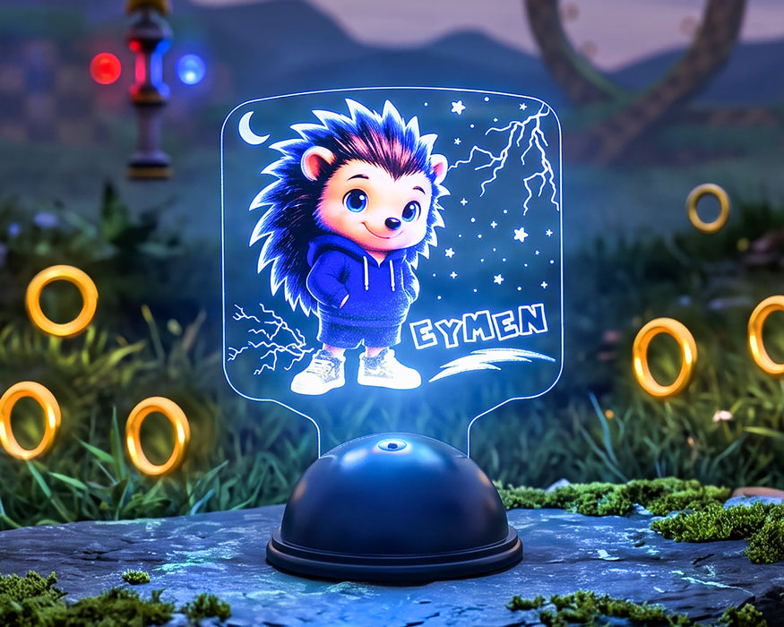 Sevimli Kirpi Çocuk Odası LED Lamba,  Kişiye Özel Erkek Çocuk Doğum Günü Hediyesi, Çocuk Odası Lambası