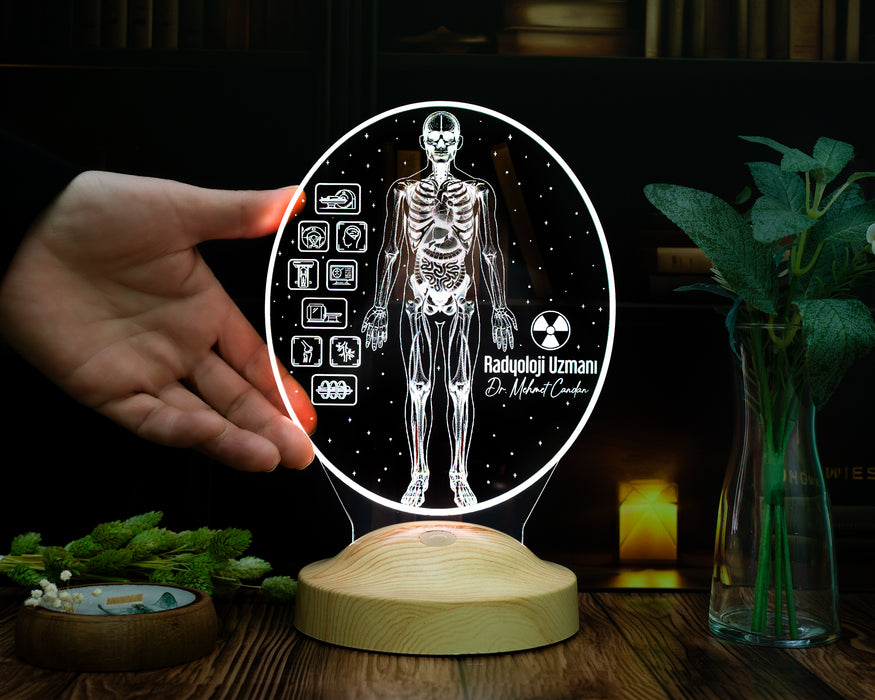 Radyoloji Uzmanına Hediye – Kişiye Özel Radyolog Doktor LED Lamba, Röntgen & Görüntüleme Tasarımlı Tıp Hediyesi