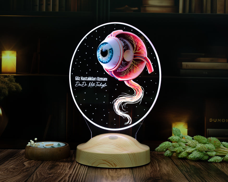 Göz Doktoruna Hediye – Kişiye Özel Göz Hastalıkları Uzmanı LED Lamba -Oftalmoloji Tasarımlı Hediye
