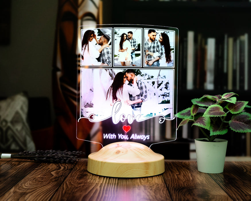 LOVE Yazılı Fotoğraflı Sevgili Hediyesi LED Lamba – Eşlere Özel Resimli Romantik ve Anlamlı Aşk Hediyesi