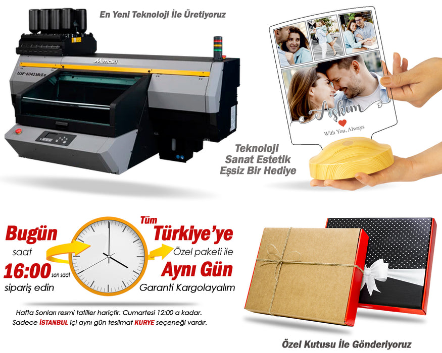 Aşkım Yazılı Fotoğraflı Sevgili Hediyesi LED Lamba – Sevgililere Özel Resimli, Romantik ve Anlamlı Aşk Hediyesi