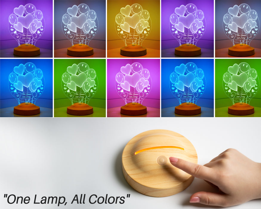 Yılbaşı Yeni Yıl Hediyesi Mutlu Yıllar 3D Smiley Kalpler Led Lamba