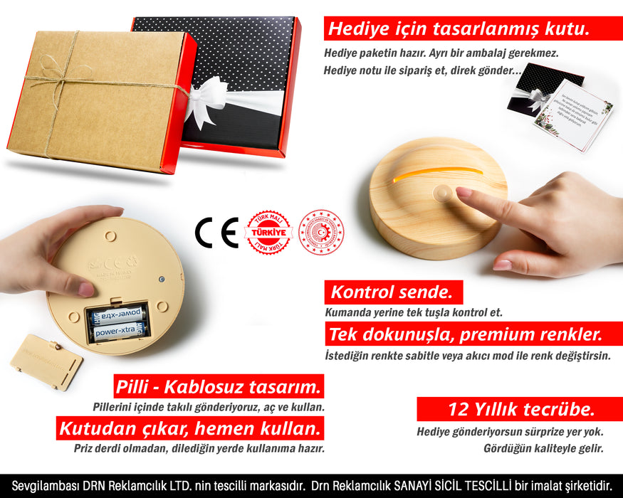 Yeni Doğan Erkek Bebek Hediyesi Mavi Ayıcıklı Işıklı Çiçek Buketi LED Lamba - Kişiye Özel Hoş Geldin Bebek Hediyesi