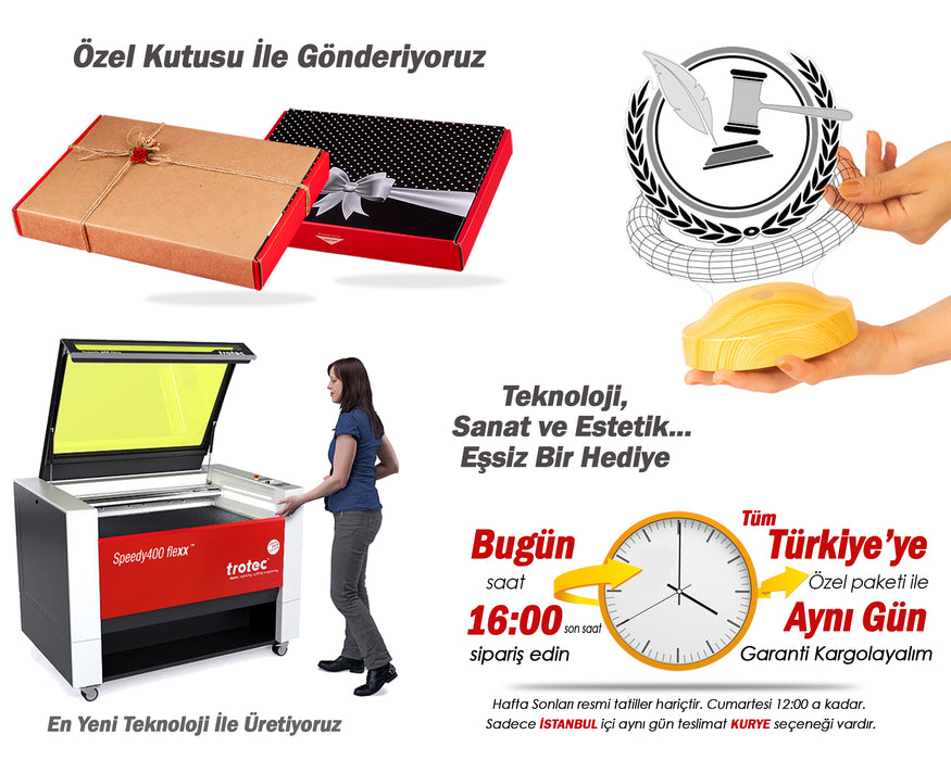 Hakim Hediyesi Kişiye Özel 3 Boyutlu Adalet Led Lamba