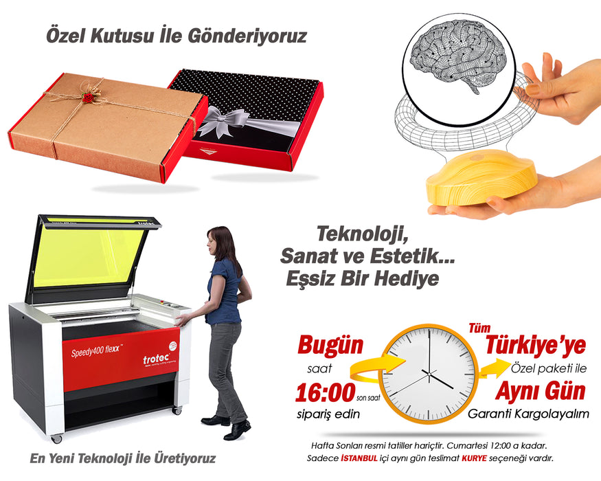 Beyin Tasarımlı 3D Led Lamba, Nöroloji Uzmanı Doktoru Hediyesi, Beyin Cerrahı için Hediye, Tıp Bayramı Hediyesi