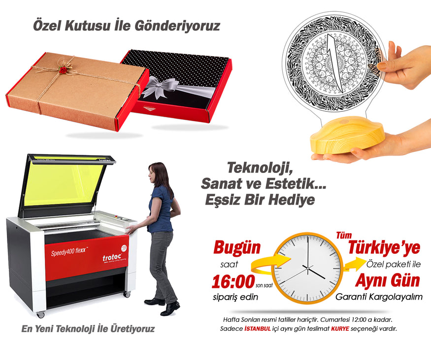Elif Harfi Desenli, Dini sembollü Hediye, Dini Hediye, Motifli Arapça Elif Harfi Yazılı Led Lamba