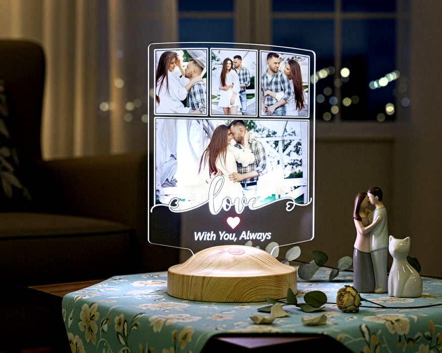 LOVE Yazılı Fotoğraflı Sevgili Hediyesi LED Lamba – Eşlere Özel Resimli Romantik ve Anlamlı Aşk Hediyesi