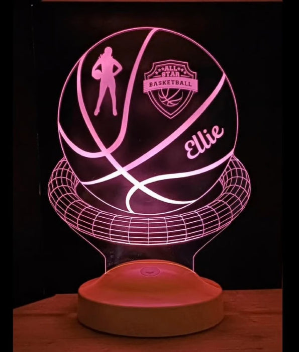 Kişiye Özel 3 Boyutlu Basketbol Led Lamba