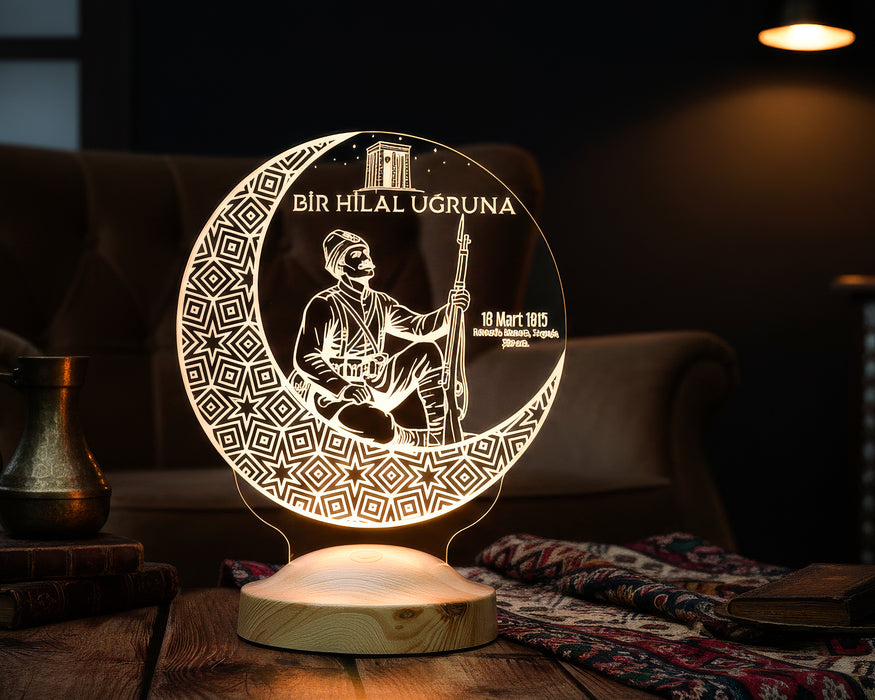 18 Mart Çanakkale Zaferi Hatırası LED Lamba – Bir Hilal Uğruna Tasarımlı Anlamlı Milli Hediye