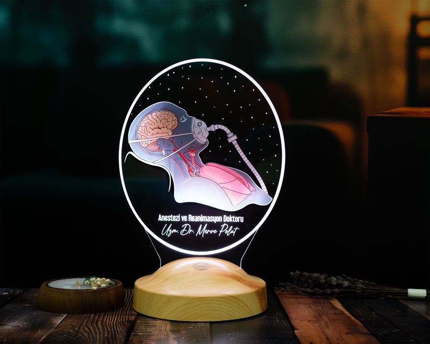 Anestezi Uzmanına Hediye – Kişiye Özel Anestezi ve Reanimasyon Doktoru LED Lamba, Yoğun Bakım Doktoru Hediyesi