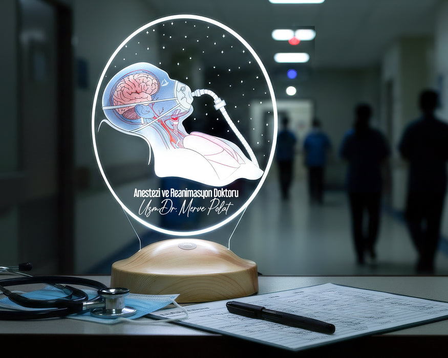 Anestezi Uzmanına Hediye – Kişiye Özel Anestezi ve Reanimasyon Doktoru LED Lamba, Yoğun Bakım Doktoru Hediyesi
